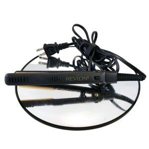 Revlon Hair Straightener With Ceramic Plates & Lock Switch Black & Gold Compact
